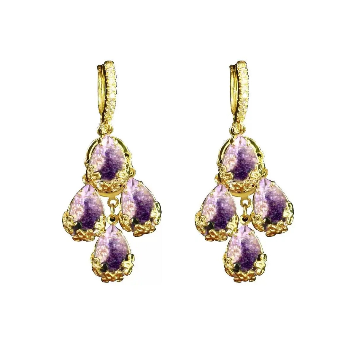 Lace and Diamond Accents Drop Earrings