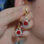 Large Crystal Rose Drop Earrings