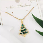 Large Green Christmas Tree Pendant Necklace