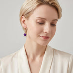 Large Purple Rose Crystal Drop Earrings