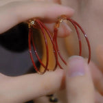 Large Red Circle Hoop Earrings