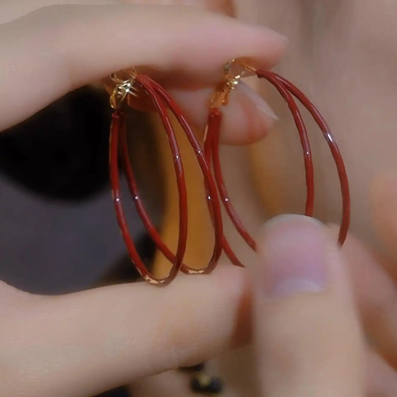 Large Red Circle Hoop Earrings