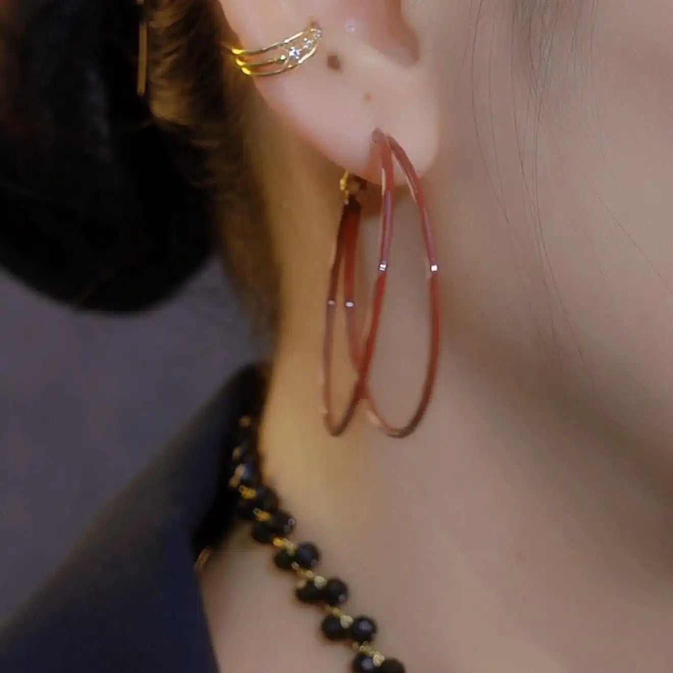 Large Red Circle Hoop Earrings