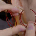 Large Red Circle Hoop Earrings