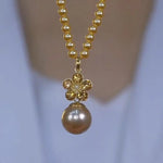 Layered Gold Pearl Rose Necklace