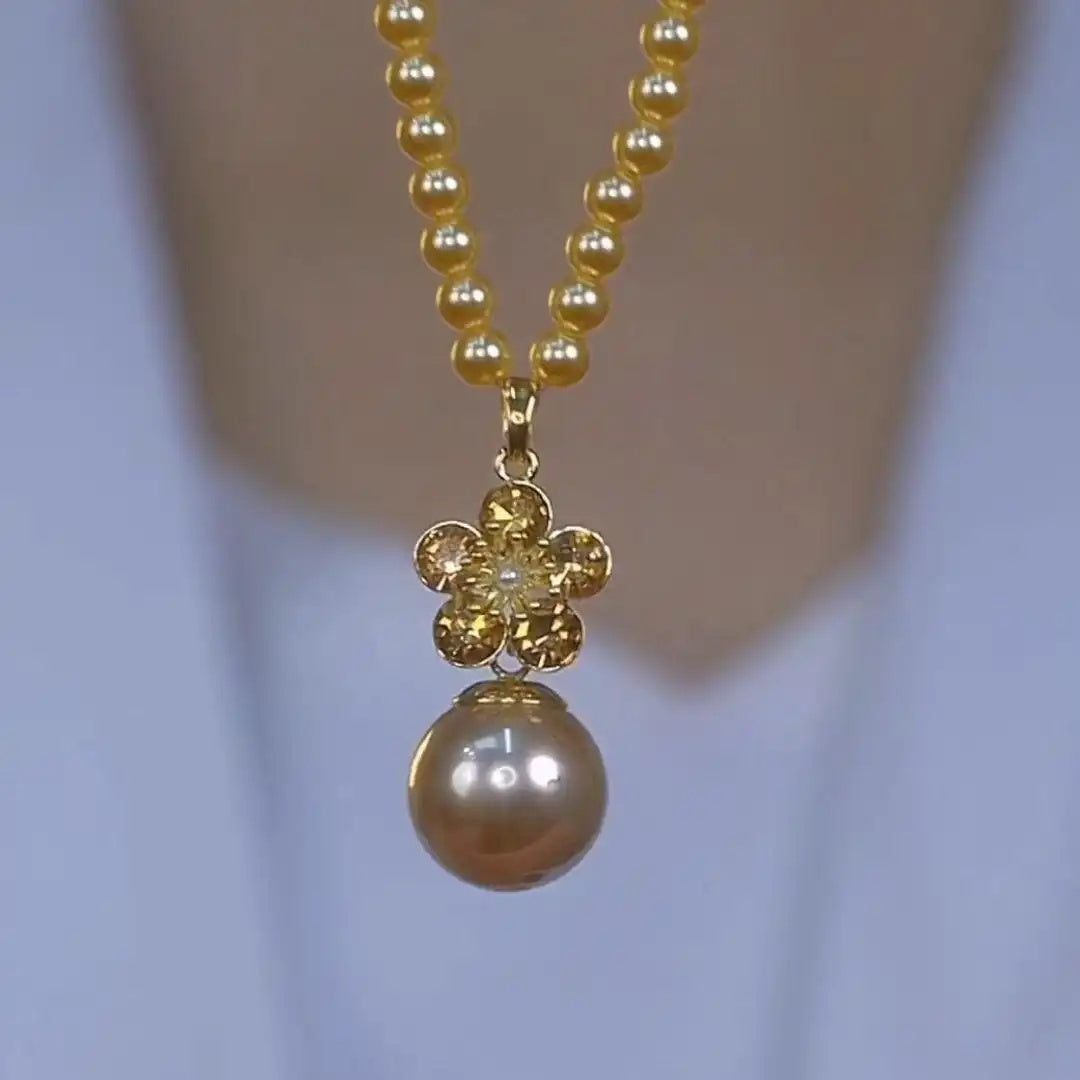 Layered Gold Pearl Rose Necklace
