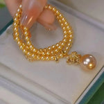 Layered Gold Pearl Rose Necklace