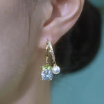 Leaf Crystal Pearl Earrings