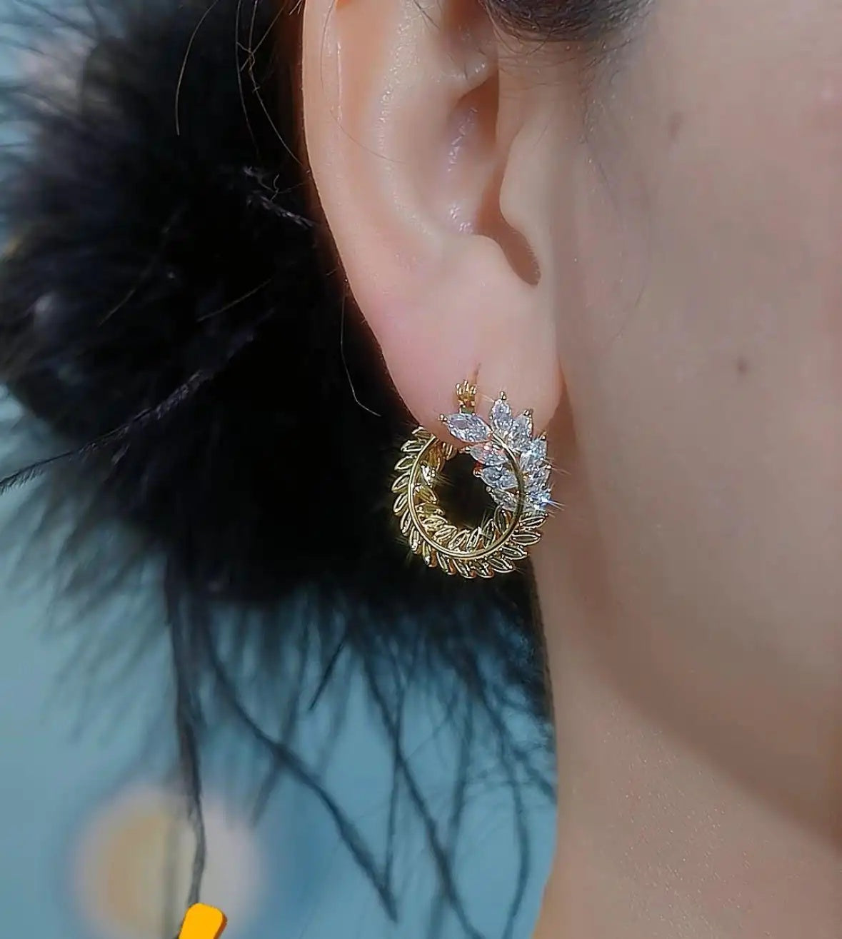 Leaf Marquise Wheat Ear Earrings