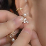 Leaf Pearl Drop Earrings