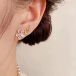 Leaf Petal Crystal Cluster Earrings