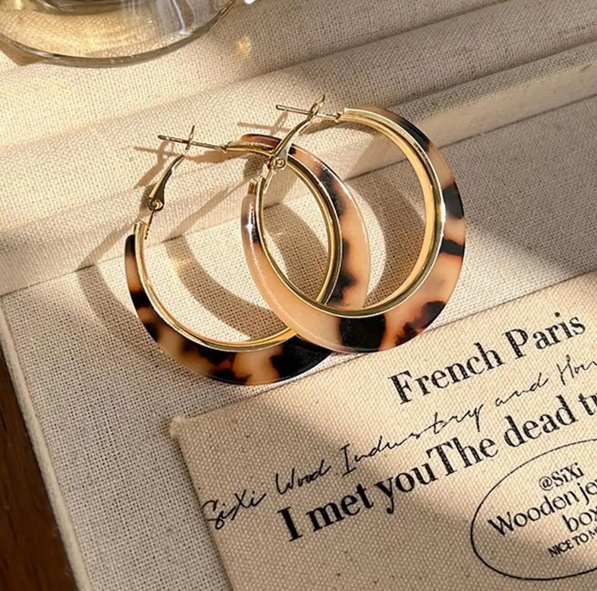 Leopard Print Large Hoop Earrings