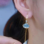 Light Blue Ginkgo Leaf Drop Earrings