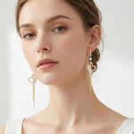 Lightweight Crystal Heart Long Tassel Drop Earrings