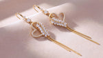 Lightweight Crystal Heart Long Tassel Drop Earrings