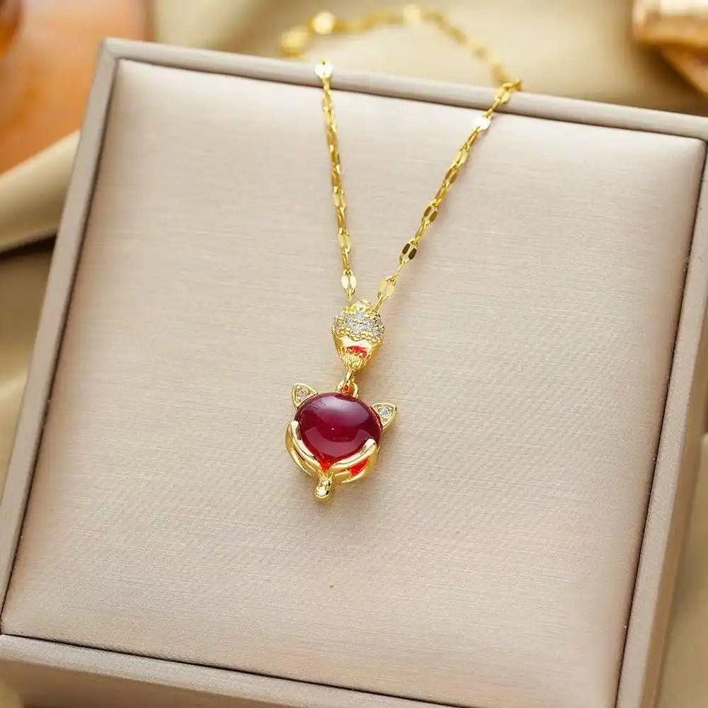 Little Fox Same Diamond Tassel Necklace