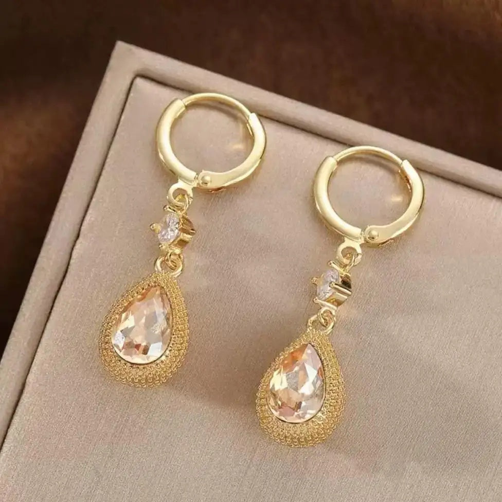 Lobster Teardrop Crystal Drop Earrings