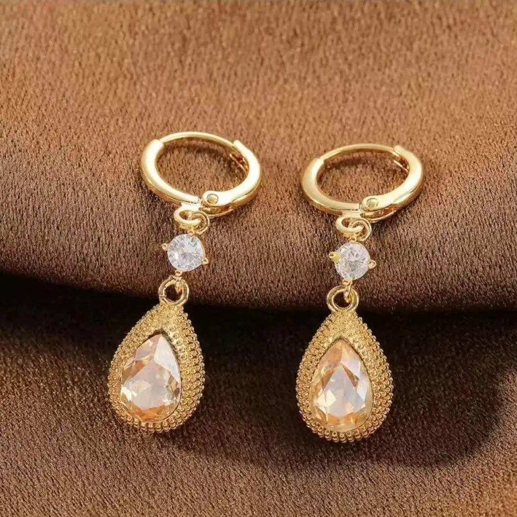 Lobster Teardrop Crystal Drop Earrings