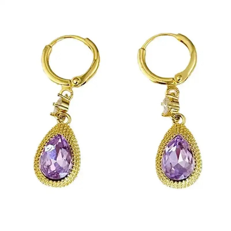 Lobster Teardrop Crystal Drop Earrings