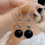 Long Black Beaded Earrings