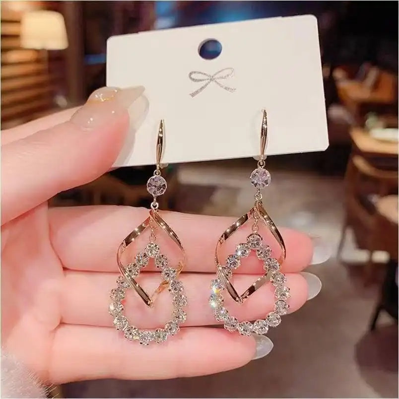Long Crystal Drop Earrings