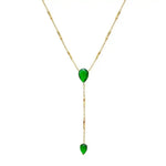 Long Emerald Fire Sparkle Gemstone Pendant Necklace