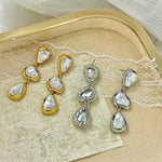 Long Geometric Teardrop Stud Earrings