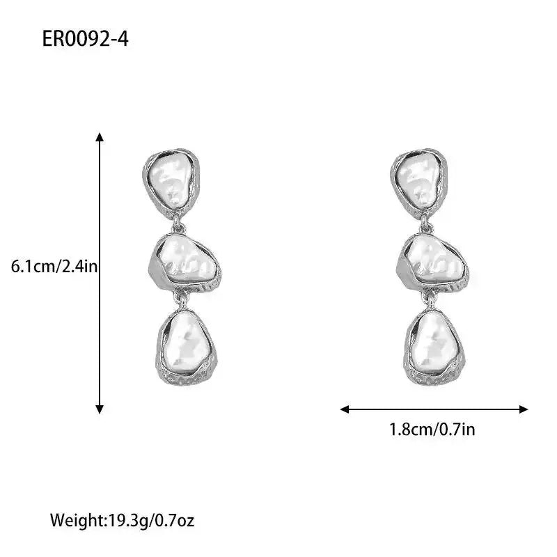 Long Geometric Teardrop Stud Earrings