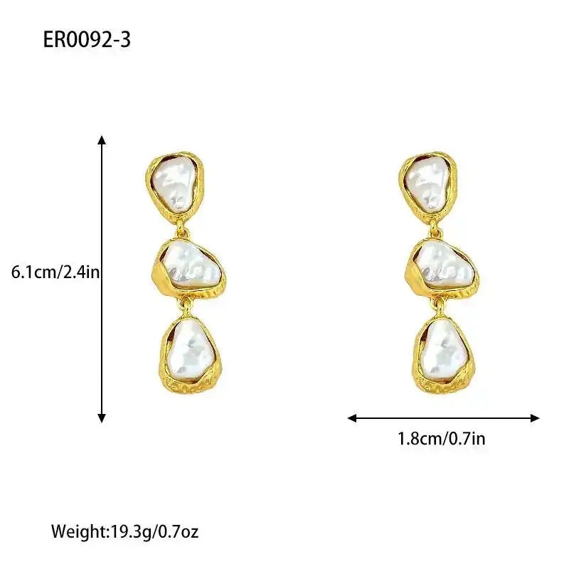 Long Geometric Teardrop Stud Earrings