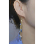 Long Gold Branch Jade Leaf Drop Earrings
