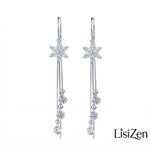 Long Small Flower Tassel Drop Earrings