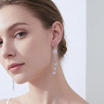 Long Small Flower Tassel Drop Earrings