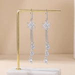 Long Small Flower Tassel Drop Earrings