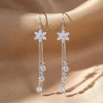 Long Small Flower Tassel Drop Earrings