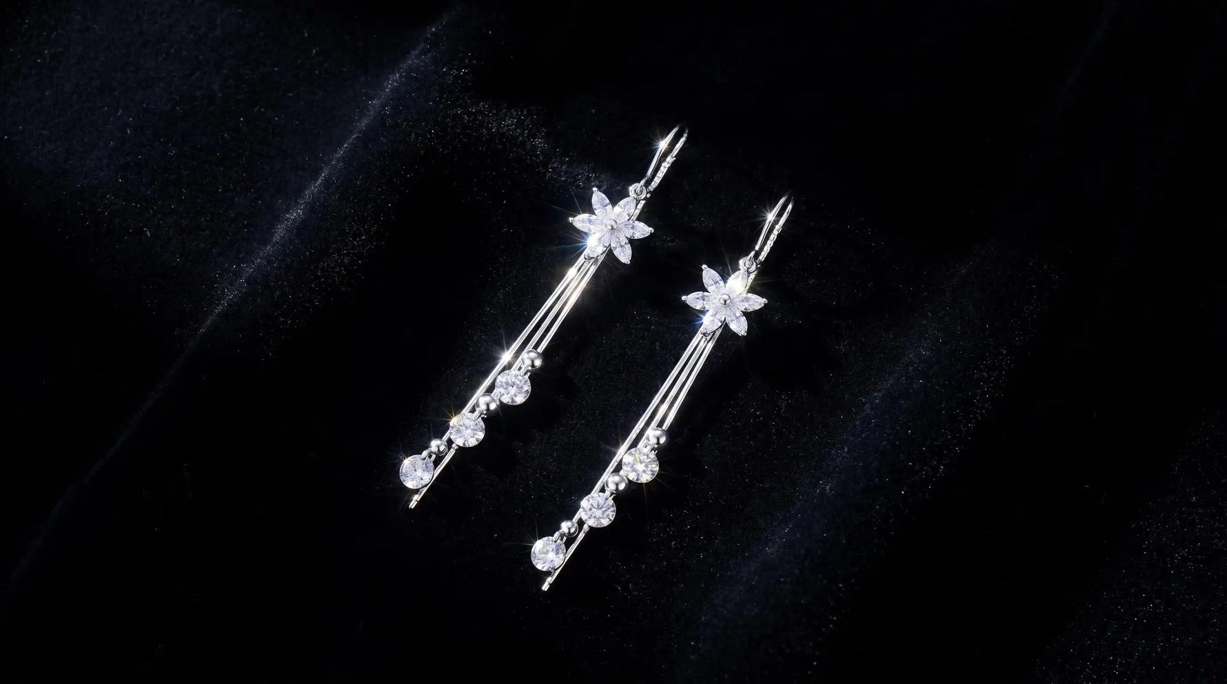 Long Small Flower Tassel Drop Earrings