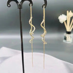 Long Spiral Crystal Drop Earrings