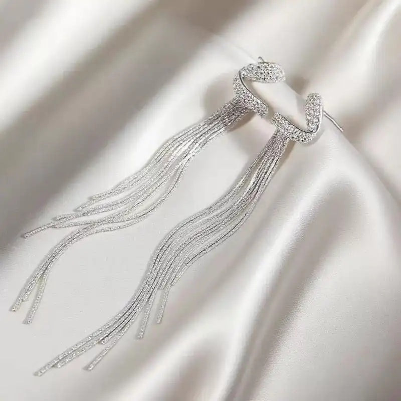 Long Tassel 925 Drop Earrings