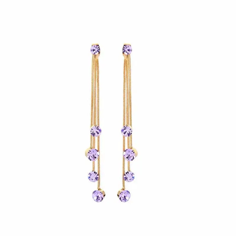 Long Tassel Purple Series Drop Earrings