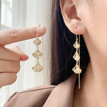 Long Tassel Three Lives Blessed Drop Earrings