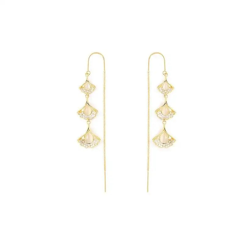 Long Tassel Three Lives Blessed Drop Earrings