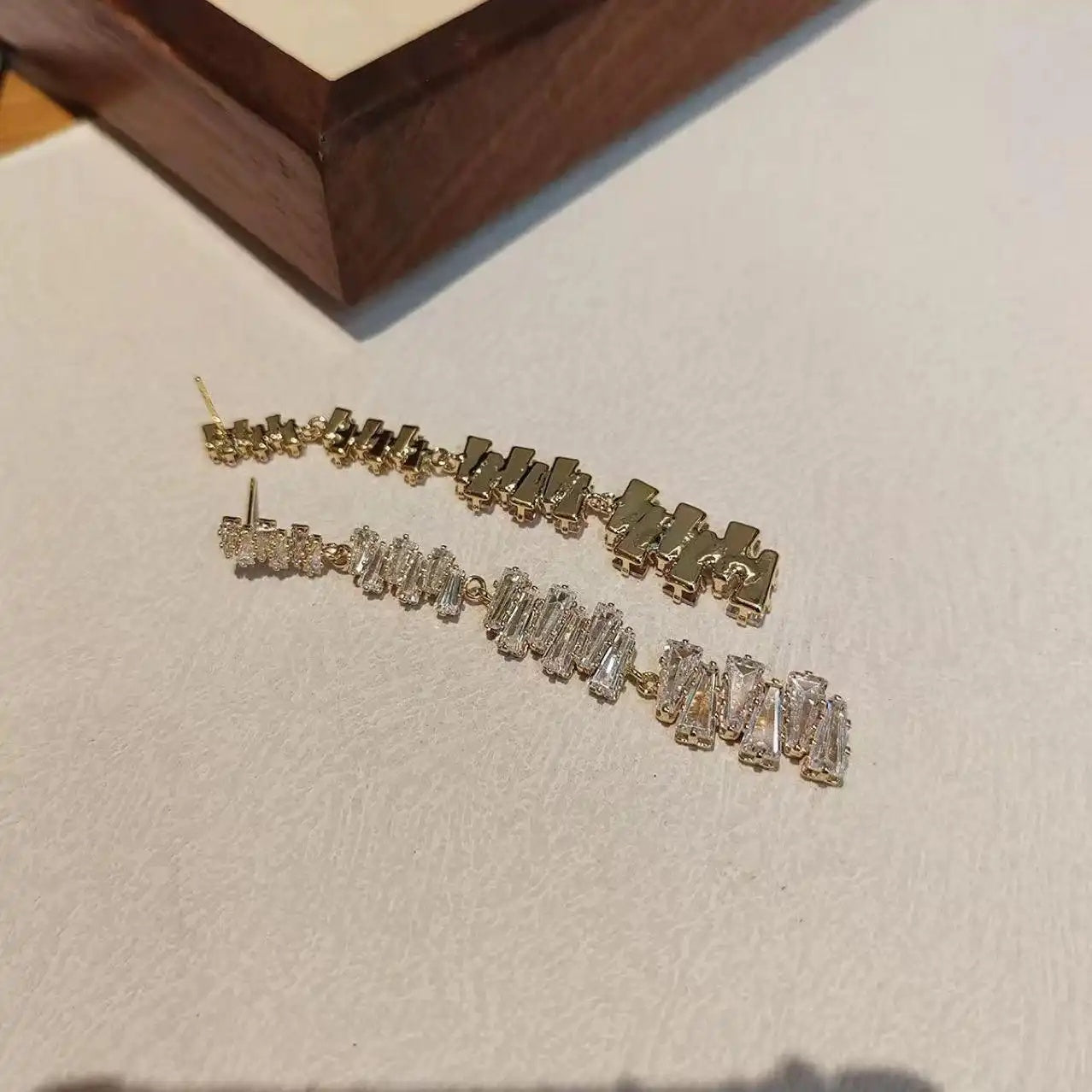 Long Trapezoid Crystal Handmade for Earrings
