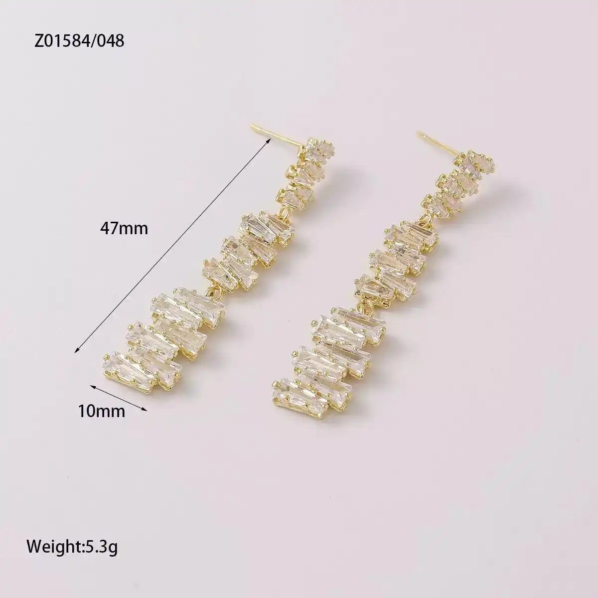 Long Trapezoid Crystal Handmade for Earrings