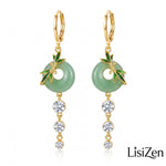 Long Vintage Lucky Peace Ear Drop Earrings