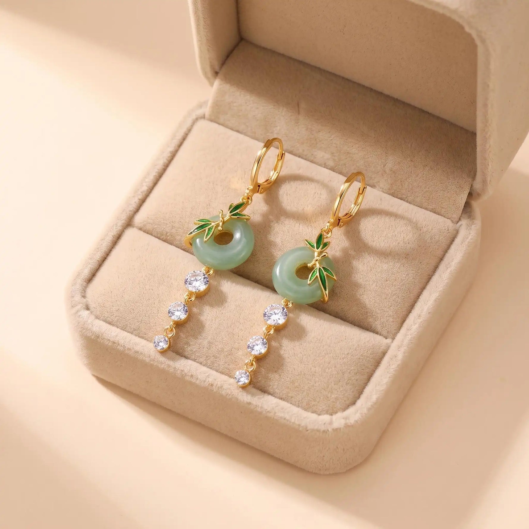 Long Vintage Lucky Peace Ear Drop Earrings