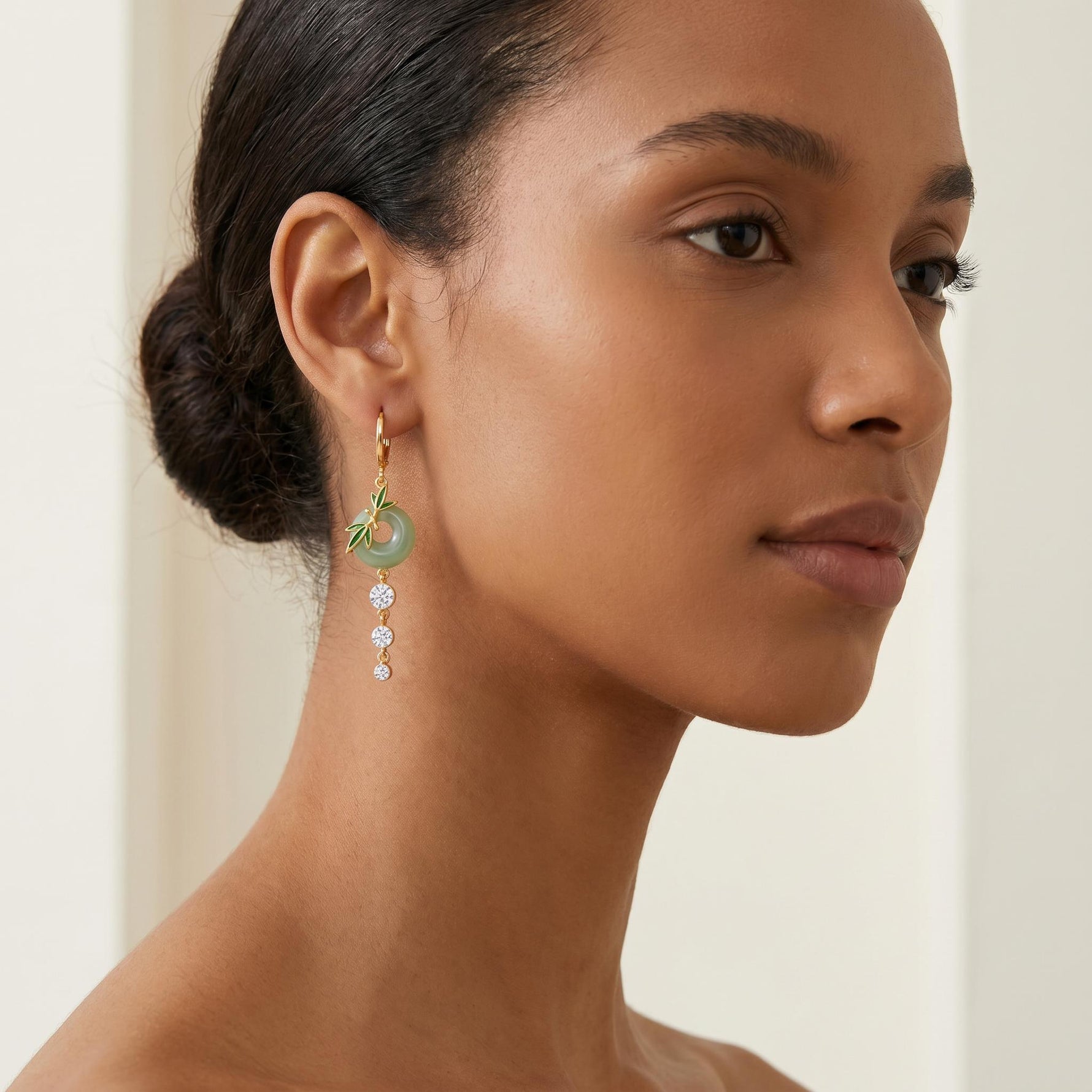 Long Vintage Lucky Peace Ear Drop Earrings
