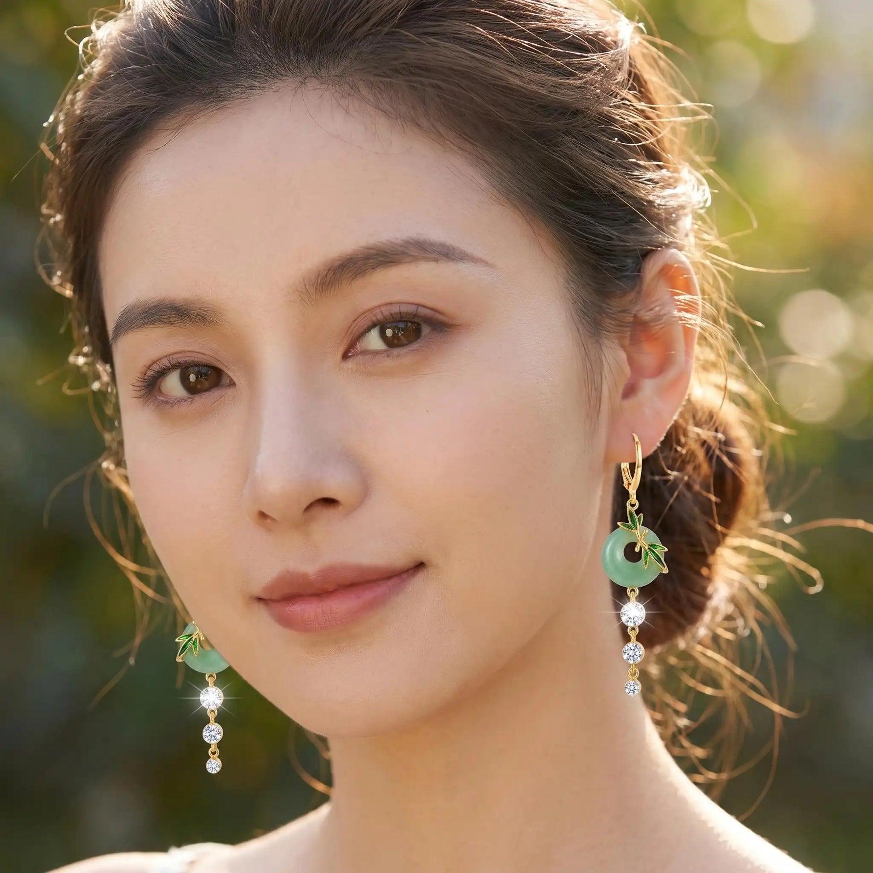 Long Vintage Lucky Peace Ear Drop Earrings