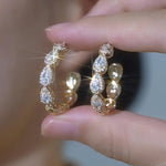 Love Geometric Crystal Ear Clasp Hoop Earrings