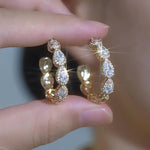 Love Geometric Crystal Ear Clasp Hoop Earrings