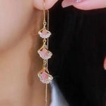 Lucky Ginkgo Leaf Crystal Drop Earrings