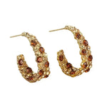 Maillard Color C-Shaped Coffee Gold Stud Earrings